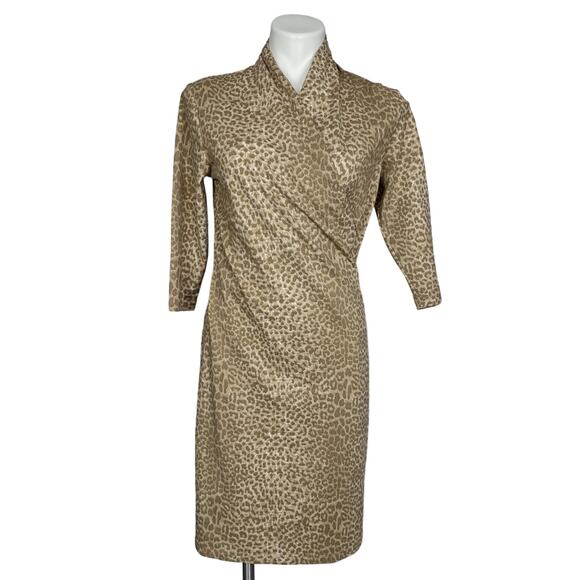 J. McLaughlin Panama Catalina Cloth Faux Wrap Animal Print Dress Size Medium - Picture 1 of 13
